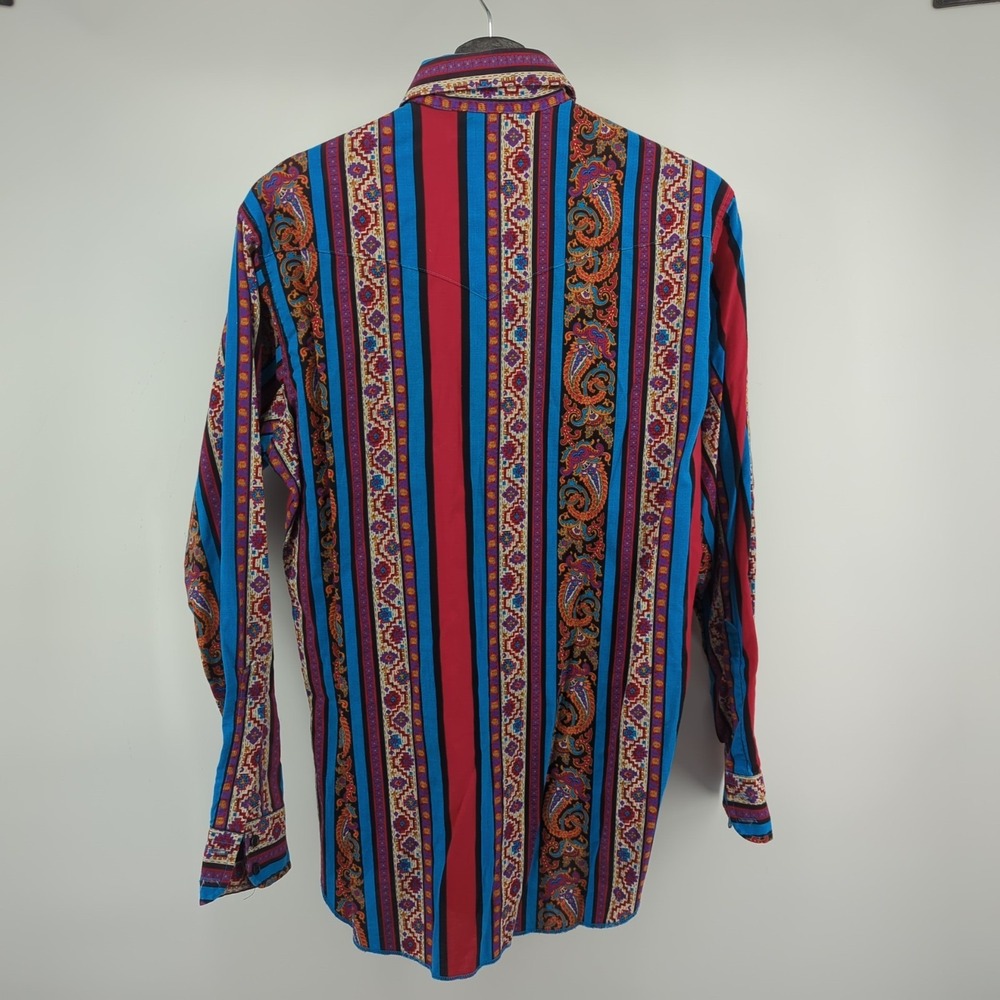 VTG Wrangler Aztec Southwest Geometric Long Sleeve Western USA 15-33 Tail READ - Picture 3 of 14